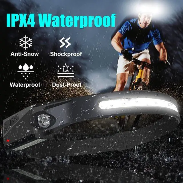 Alt view image 4 of 7 - Headlamp Flashlight 3 Pack Rechargeable LED Headlamps Wide Beam Head Lamp Bright Sensor Headlight Light