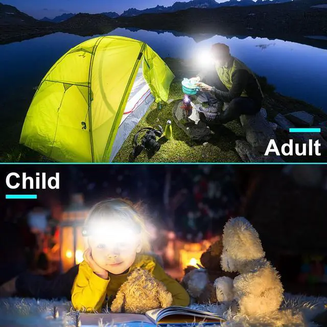 Alt view image 7 of 7 - Headlamp Flashlight 3 Pack Rechargeable LED Headlamps Wide Beam Head Lamp Bright Sensor Headlight Light