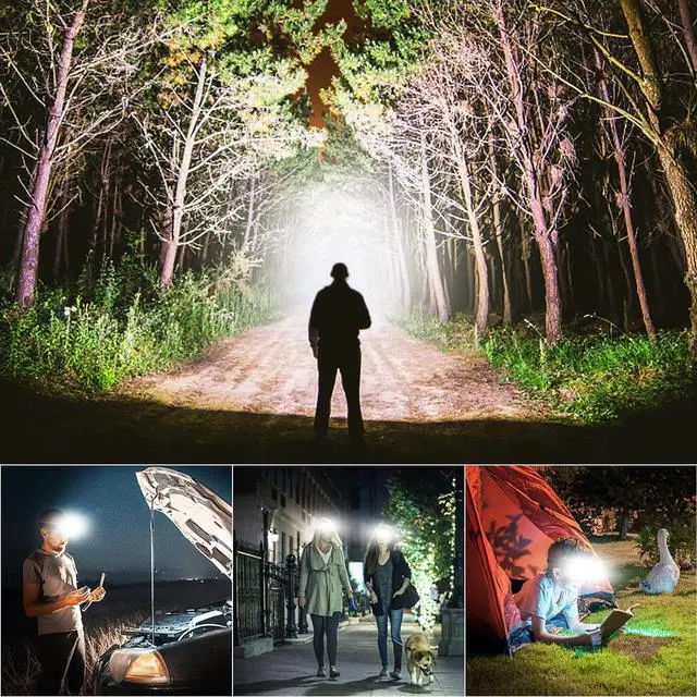 Alt view image 6 of 7 - Headlamp Flashlight 3 Pack Rechargeable LED Headlamps Wide Beam Head Lamp Bright Sensor Headlight Light