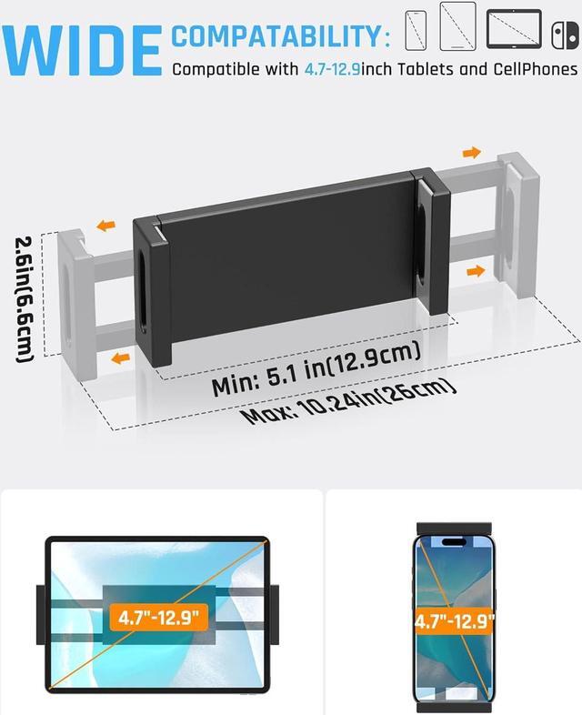 Alt view image 5 of 7 - Adjustable Tablet Holder Tablet Stand for Bed Tablet Holder Bed Tablet Stand 360°Rotatable Overhead Tablet Holder Tablet Mount for iPad Pro/ Mini/ Air/iPhone/ Kindle/Switch All 4.7 - 12.9 Inch Devices