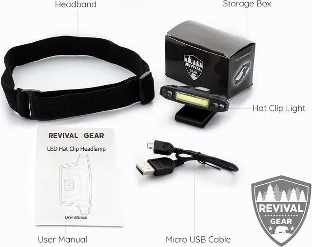 Alt view image 7 of 7 - Hat Light Rechargeable LED Headlamp: Head Lamps Strap Clip On Flashlight Headlamps for Hardhat & Hats for Camping Running Working Hard Hats Cycling Walking Hiking