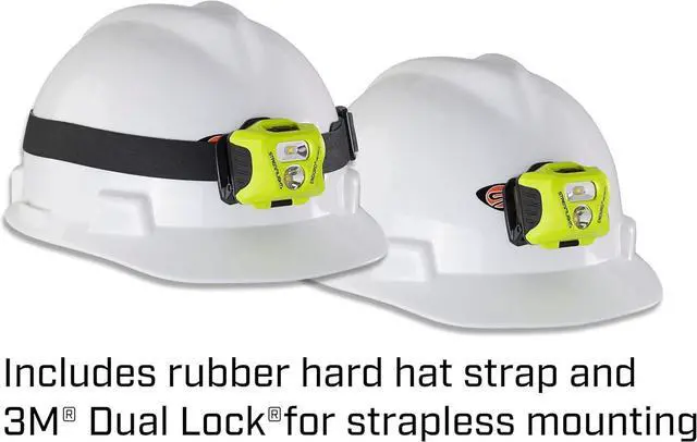 Alt view image 6 of 7 - 61424 Enduro Pro Haz-Lo 160-Lumen Multi Function Headlamp Includes 3 AAA Alkaline Batteries Rubber Hard Hat Strap Elastic Head Strap 3M Dual Lock Yellow
