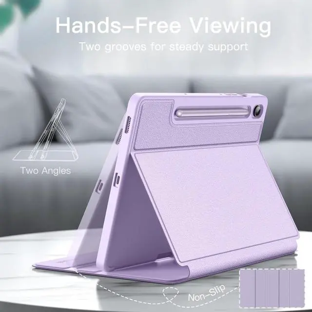 Alt view image 3 of 6 - Case for  Galaxy Tab S9 FE 10.9-Inch with S Pen Holder Slim Folio Stand Protective Tablet Cover Multi-Angle Viewing (Lavender)