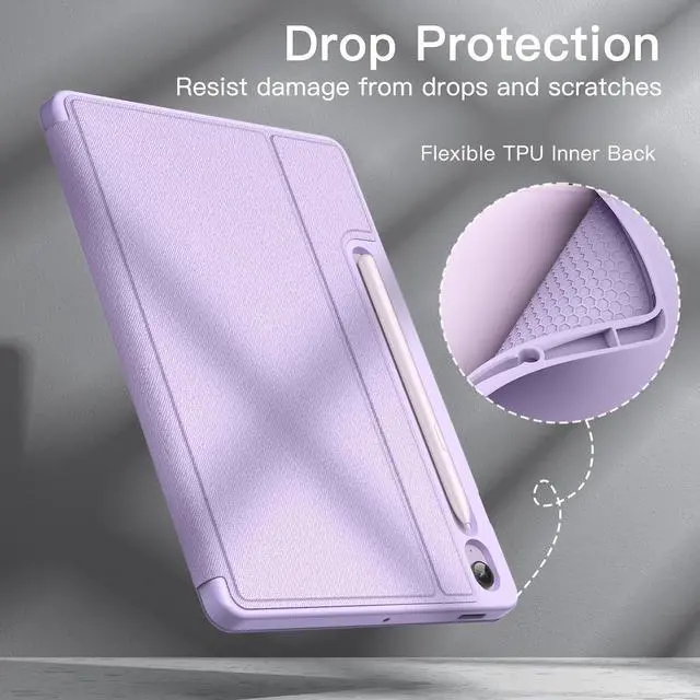 Alt view image 6 of 6 - Case for  Galaxy Tab S9 FE 10.9-Inch with S Pen Holder Slim Folio Stand Protective Tablet Cover Multi-Angle Viewing (Lavender)