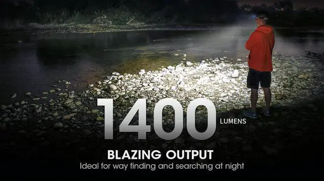 Alt view image 5 of 7 - NU43 Rechargeable Headlamp 1400 lumens USB-C Bright Lightweight for Camping Running or Working with Spotlight Floodlight Red Light Including S Sticker