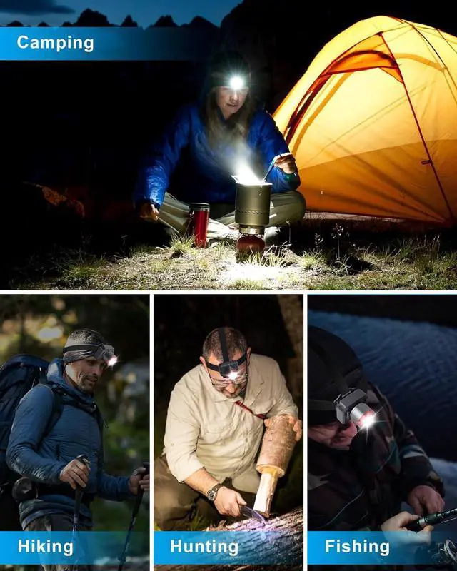 Alt view image 7 of 7 - 2025 New LED Headlamp Rechargeable Head Lights for Forehead Super Bright Head Lamp with 3 Modes Zoomable Waterproof 90° Adjustable USB Headlamps for Adults Hiking Hard Hat Outdoor Camping Gear