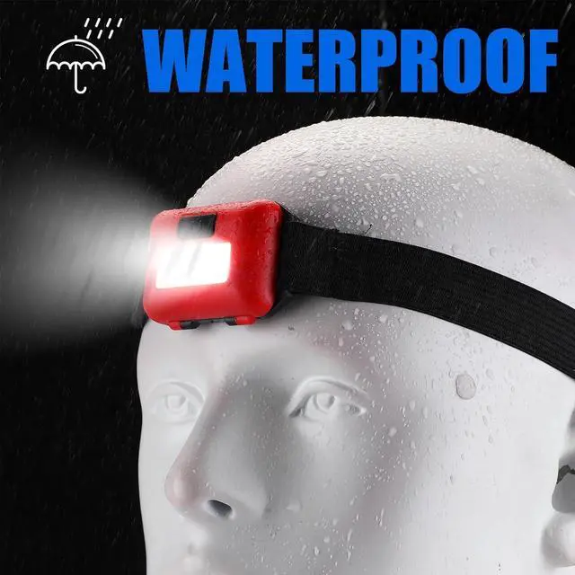 Alt view image 5 of 6 - 48 Pack LED Headlamp Flashlight Bright Waterproof Head Lamp Torch Cob Flood Head Light Bulk 800 lumens with 3 Modes 144 AAA Batteries for Adult Kids Running Camping Night Survival 4 Colors