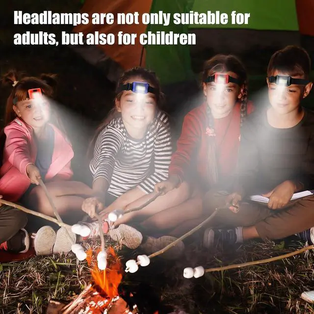 Alt view image 7 of 7 - 48 Pack LED Headlamp Flashlight Bright Waterproof Head Lamp Torch Cob Flood Head Light Bulk 800 lumens with 3 Modes 144 AAA Batteries for Adult Kids Running Camping Night Survival 4 Colors