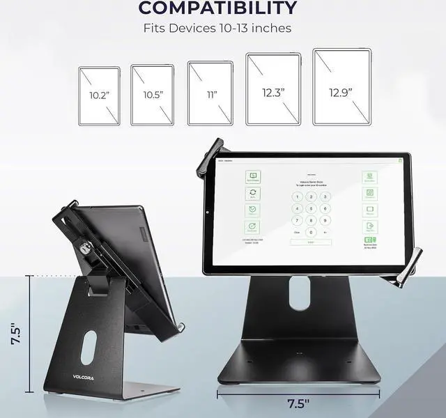 Alt view image 2 of 7 - Anti-Theft Tablet Stand iPad Security Holder with Lock Black 10-13 Inch Kiosk Stand Mount Swivel Adjustable for iPad Pro Air POS Register Retail Business Checkout Cashier