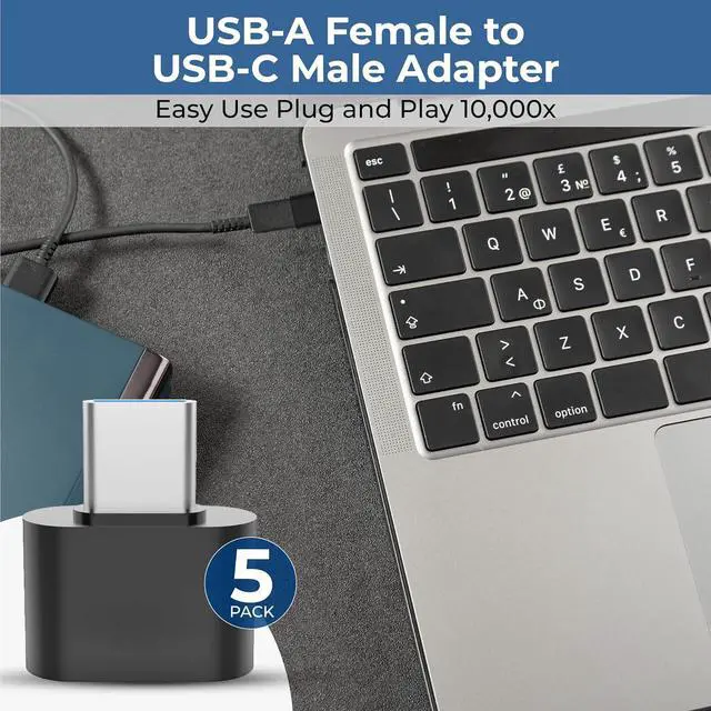 Alt view image 3 of 7 - USB C to USB Adapter (5 Pack) Inexpensive Economy Pricing for Bulk Purchases Convert USB port for Laptop Phone Computer Keyboard USB C to USB A USB-C Male to USB-A Female 2.0 Adapter