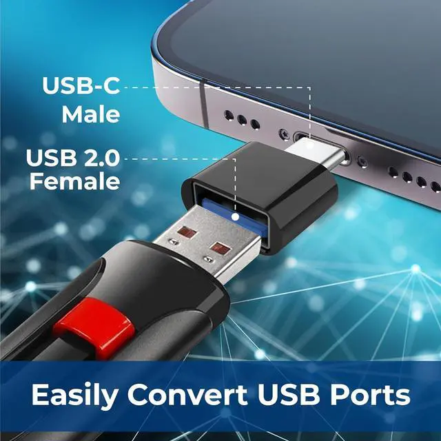 Alt view image 6 of 7 - USB C to USB Adapter (5 Pack) Inexpensive Economy Pricing for Bulk Purchases Convert USB port for Laptop Phone Computer Keyboard USB C to USB A USB-C Male to USB-A Female 2.0 Adapter