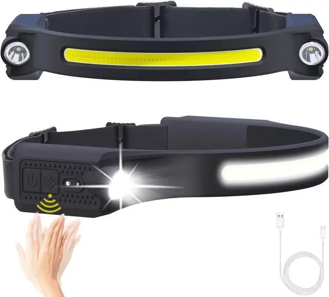 Main image of LED Headlamp Rechargeable 2 XPE LED and COB LED Head Lamp Sensor Mode 260° Wide Beam IPX4 Waterproof Rechargeable Headlight for Camping Accessories (2 Pack)