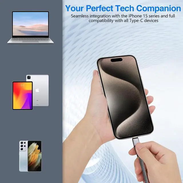 Alt view image 6 of 6 - USB C to VGA Adapter 2 Pack USB 3.1 Type-C Male (Source) to VGA Female (Screen) Braided Cord Converter Connector Thunderbolt 3/4 Compatible for iPhone16 Series MacBook Pro Air iPad Pro Galaxy 24