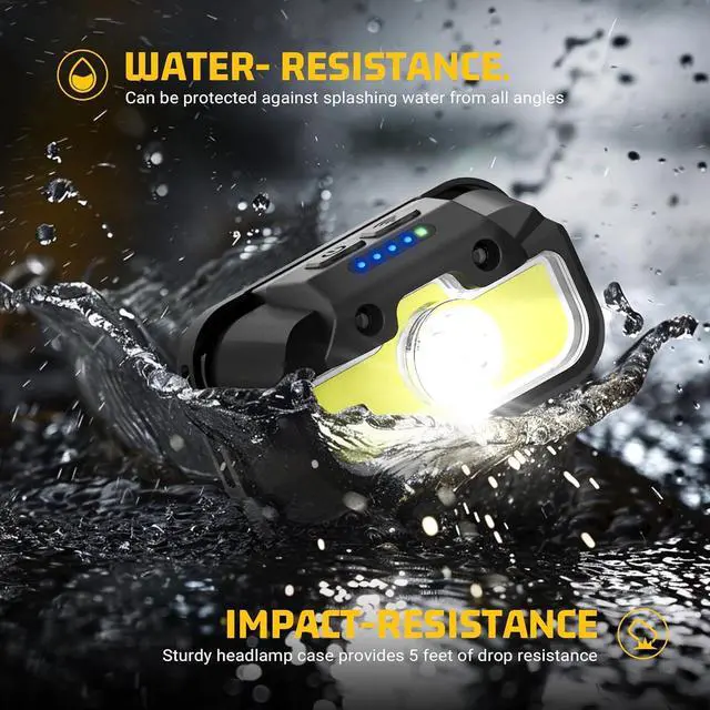Alt view image 6 of 7 - Headlamp Rechargeable 4 Pack 1300 Lumen Ultra-Light Bright Head Lamp with White Red Green 14 Modes Adjustable Waterproof Motion Sensor Headlight for Outdoor Camping Running Cycling Hiking