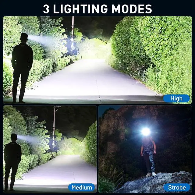 Alt view image 5 of 7 - LED Headlamps PRO (4-Pack) IPX4 Water Resistant Headlamps High-Performance Head Light for Outdoors Camping Running Storm Survival (Batteries Included)