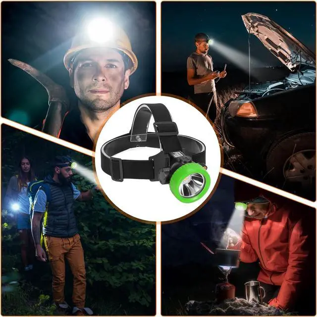 Alt view image 2 of 6 - Mining Headlight Coon Hunting Light Mining Lights Rechargeable Mining Cap Lamp Flashlight 7 LEDs Explosion Proof Hard Hat BK3000 for Hunting Fishing Hiking (Green)