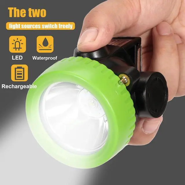 Alt view image 6 of 6 - Mining Headlight Coon Hunting Light Mining Lights Rechargeable Mining Cap Lamp Flashlight 7 LEDs Explosion Proof Hard Hat BK3000 for Hunting Fishing Hiking (Green)