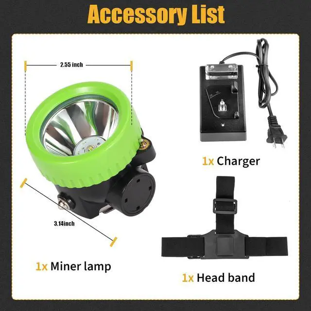 Alt view image 4 of 6 - Mining Headlight Coon Hunting Light Mining Lights Rechargeable Mining Cap Lamp Flashlight 7 LEDs Explosion Proof Hard Hat BK3000 for Hunting Fishing Hiking (Green)