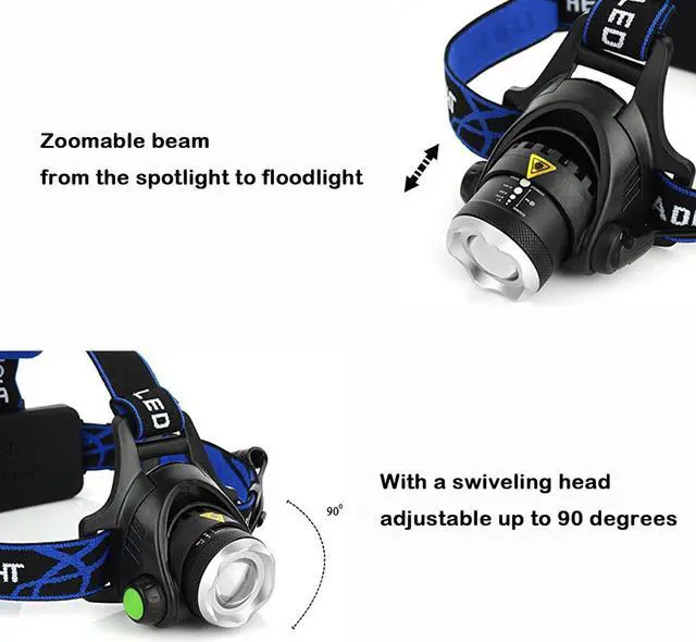 Alt view image 4 of 7 - Multicolor Headlamp Flashlight 1000 Lumen Waterproof Zoomable Led Headlight with White Red Green Blue Light