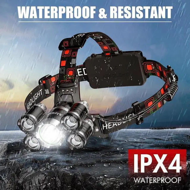 Alt view image 4 of 7 - Headlamp Rechargeable USB LED Headlamp Headlamps for Adults 12000 Lumens Outdoor Headlamp Flashlight with Adjustable 4 Modes Headlight for Camping Hiking and Hunting