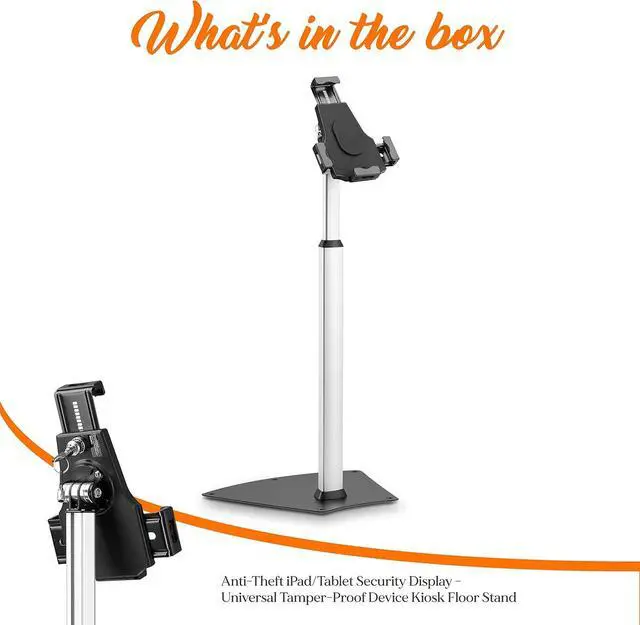 Alt view image 7 of 7 - Anti-Theft Tablet Security Stand Kiosk-Heavy Duty Aluminum Metal Floor Standing Mount Tablet Case Holder Display w/Height Adjustable Pole Fits iPad Mini 2 3 4 Air  Tablets-PSPADLK60
