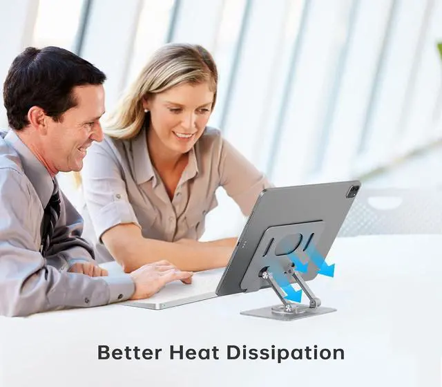 Alt view image 4 of 7 - Tablet Stand Adjustable with 360 Swivel Base Aluminum Tablet Stand Holder Universal Tablet Holder for iPad    Fire Tablet Smartphone Kindle Sliver