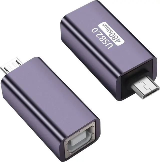 Main image of Micro USB to USB B Adapter Micro USB 5pin Male to USB Type B 2.0 Female Connect Converter Support Charging Data Transfer for Printer Scanner Electronic Midi Piano-2 Pack