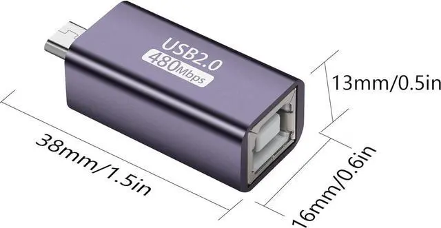 Alt view image 6 of 6 - Micro USB to USB B Adapter Micro USB 5pin Male to USB Type B 2.0 Female Connect Converter Support Charging Data Transfer for Printer Scanner Electronic Midi Piano-2 Pack