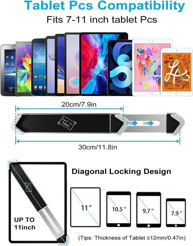 Alt view image 6 of 7 - Anti-Theft Desktop Tablet Kiosk Stand Holder Heavy Duty Countertop Tablet POS Display Mount with Security Lock and Key Compatible with iPad Pro/Air/Mini Galaxy Tabs More 7-11 Tablets