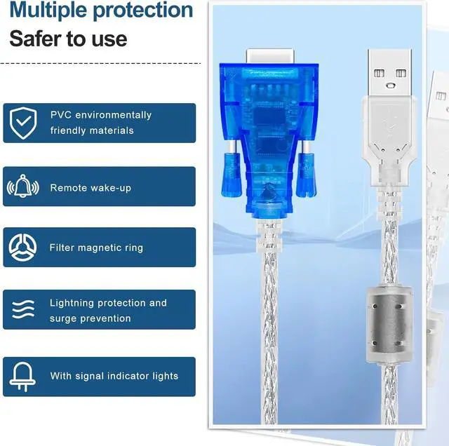 Alt view image 2 of 7 - USB to RS232 Serial Cable 6.6ft USB to RS232 Female DB9 Serial Converter Cable with FTDI Chipset Industrial Adapter Supports Windows Series/Linux/Mac OS