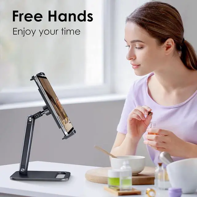 Alt view image 6 of 6 - Tablet Stand Heavy Aluminum Tablet Holder for Desk with Adjustable 360° Swivel Bracket Compatible with iPad Pro/Air/Mini Galaxy Tab Surface Pro Kindle Fire 4.7-13 Black