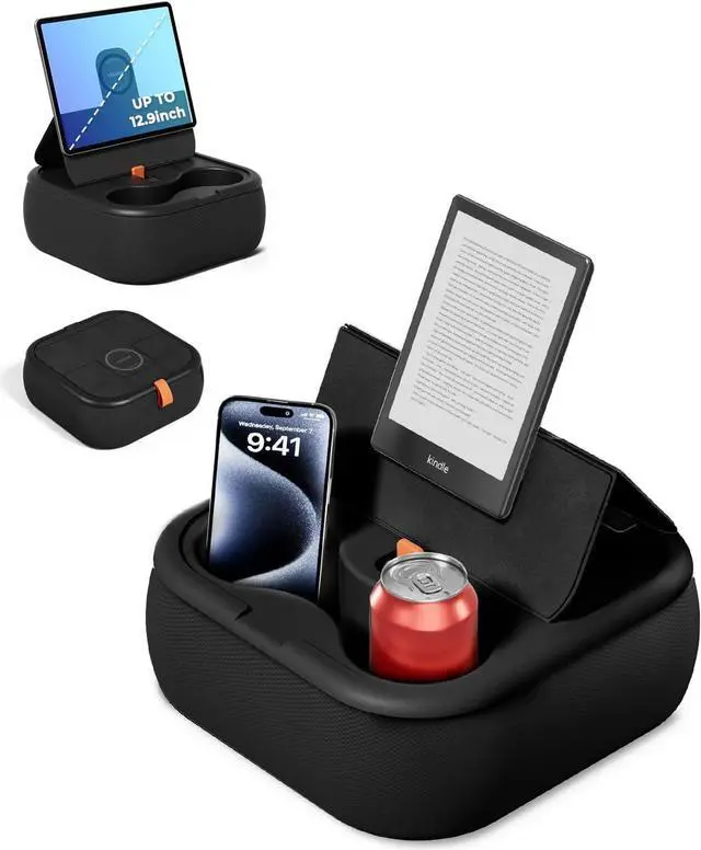 Main image of Tablet Stand Pillow Compatible with 4-13 Phone/Tablet iPad iPhone  Kindle Google Magnetic Phone Stand for Desk Kindle Pillow Stand for Bed with Cozy Fabric and Two Cup Size Bowl.B