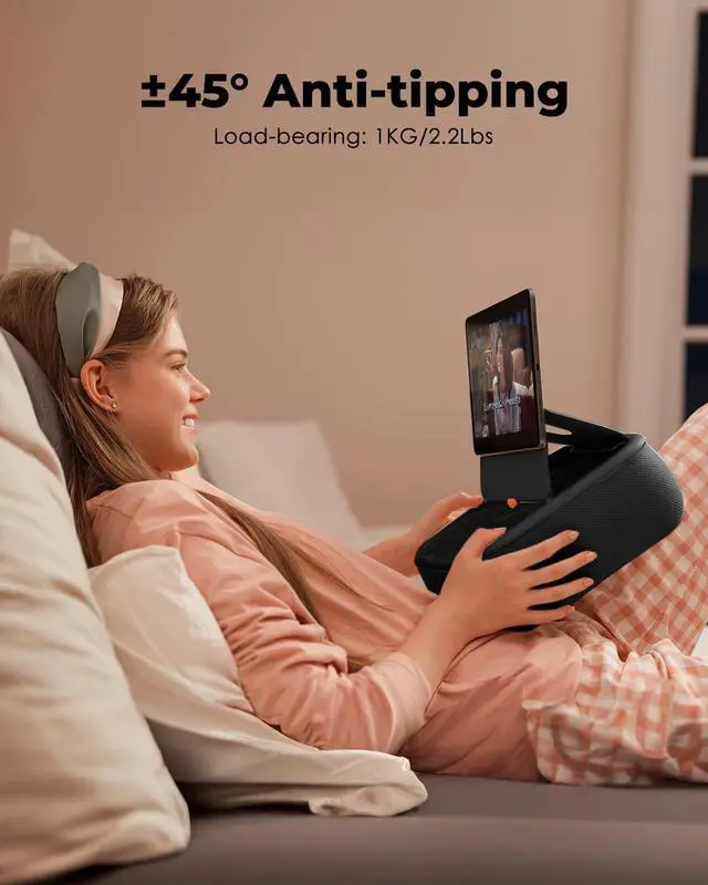 Alt view image 6 of 6 - Tablet Stand Pillow Compatible with 4-13 Phone/Tablet iPad iPhone  Kindle Google Magnetic Phone Stand for Desk Kindle Pillow Stand for Bed with Cozy Fabric and Two Cup Size Bowl.B