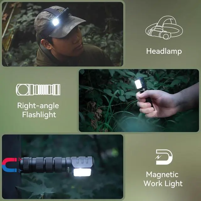 Alt view image 6 of 7 - Sofirn HS42 Headlamp Rechargeable Headlamps for Adults Rechargeable 2100 Lumens Headlamp with Red Light Option Led Right Angle Flashlight with Magnetic Base Camping Headlamp for Mechanic Hunting
