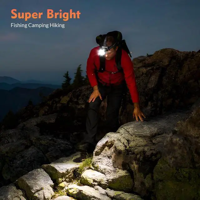 Alt view image 6 of 7 - Headlamp Rechargeable - Super Bright Spotlight with 2 Modes - LED Flashlight Headlight for Camping Fishing Hiking