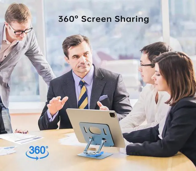 Alt view image 2 of 7 - Tablet Stand Adjustable with 360 Swivel Base Aluminum Tablet Stand Holder Universal Tablet Holder for iPad    Fire Tablet Smartphone Kindle Blue