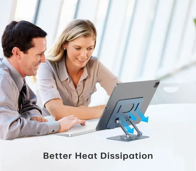 Alt view image 4 of 7 - Tablet Stand Adjustable with 360 Swivel Base Aluminum Tablet Stand Holder Universal Tablet Holder for iPad    Fire Tablet Smartphone Kindle Blue