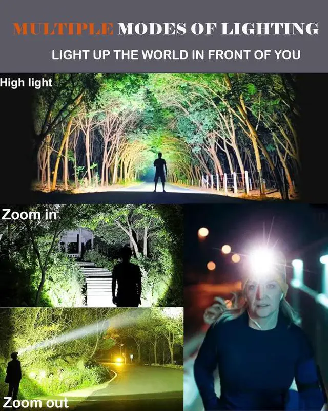 Alt view image 2 of 7 - Rechargeable LED Headlamp with Stepless Dimming and Motion Sensor, IP65 Waterproof Headlight for Repairing, Running, Camping, Hiking(2 Packs)