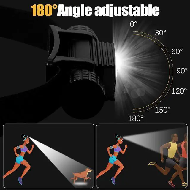 Alt view image 6 of 7 - Headlamp Rechargeable 2000 Lumen Super Bright LED Head Lamp for Adults IP67 Waterproof Rechargeable Headlight with 9 Modes Head Flashlight with 2600 mAh for Outdoor Camping Hiking Fishing Running