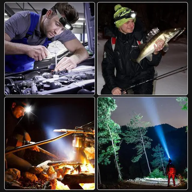 Alt view image 7 of 7 - Headlamp Rechargeable 2000 Lumen Super Bright LED Head Lamp for Adults IP67 Waterproof Rechargeable Headlight with 9 Modes Head Flashlight with 2600 mAh for Outdoor Camping Hiking Fishing Running