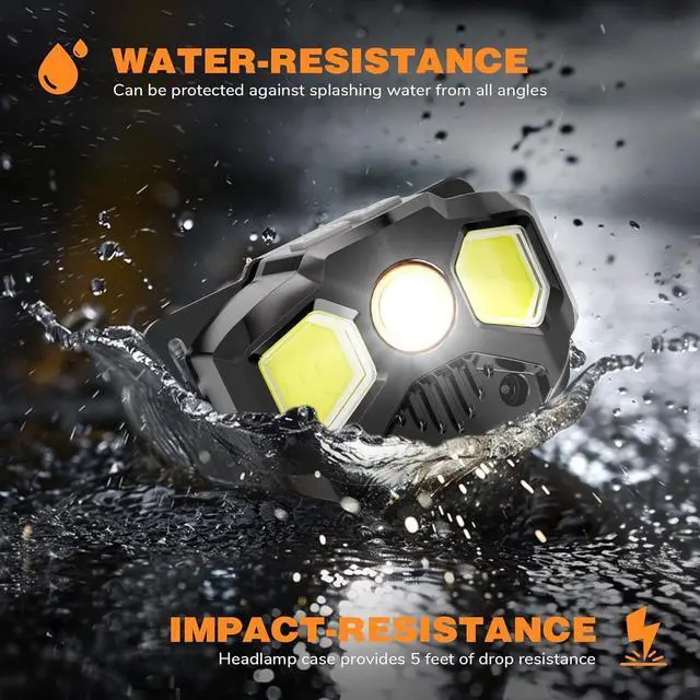 Alt view image 7 of 7 - Rechargeable Headlamp 2 Pack 1400 Lumens LED Headlamp with Red/Green/White 14 Modes Ultra-Bright Headlamp Rechargeable Motion Sensor Headlamp with Memory Function Ideal for Outdoor Camping