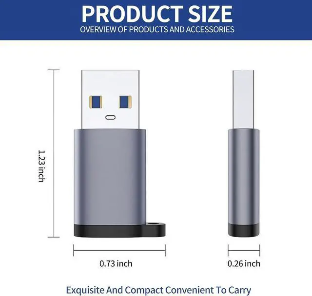 Alt view image 3 of 7 - USB C Female to USB Male Adapter 3 Pack USB C to USB 3.0 Adapter Type C to USB A Charger Cable Converter Compatible for  Watch iPhone 15 14 13 AirPods 3 MacBook  Galaxy Google Car