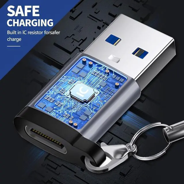Alt view image 7 of 7 - USB C Female to USB Male Adapter 3 Pack USB C to USB 3.0 Adapter Type C to USB A Charger Cable Converter Compatible for  Watch iPhone 15 14 13 AirPods 3 MacBook  Galaxy Google Car