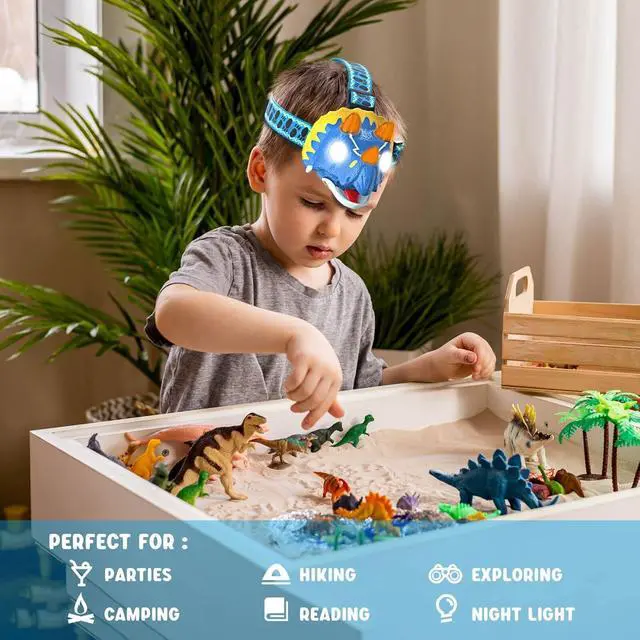 Alt view image 6 of 7 - LED Headlamp Flashlight for Kids Roar & Mute Mode Outdoor Head Lamp Toy for Boy Girl 4 oz Lightweight Headlight Camping Accessories Chritmas Stocking Stuffers-Battery Included