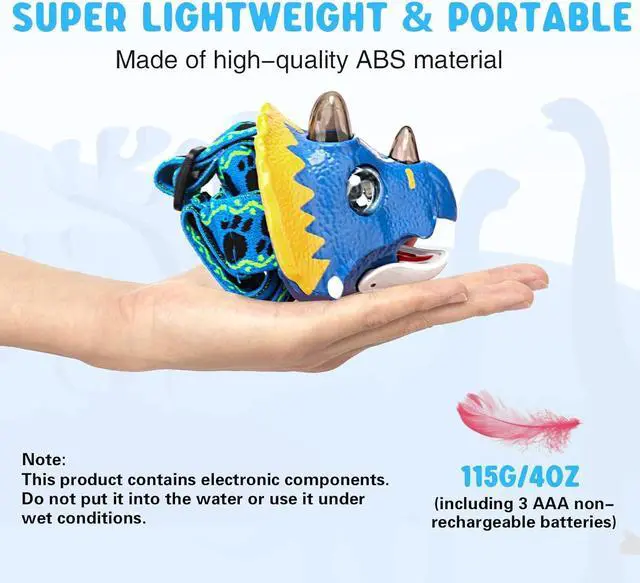 Alt view image 7 of 7 - LED Headlamp Flashlight for Kids Roar & Mute Mode Outdoor Head Lamp Toy for Boy Girl 4 oz Lightweight Headlight Camping Accessories Chritmas Stocking Stuffers-Battery Included