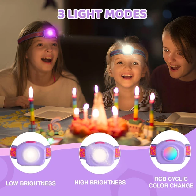 Alt view image 2 of 7 - Rechargeable Kids Headlamp RGB LED Light with Adjustable Band