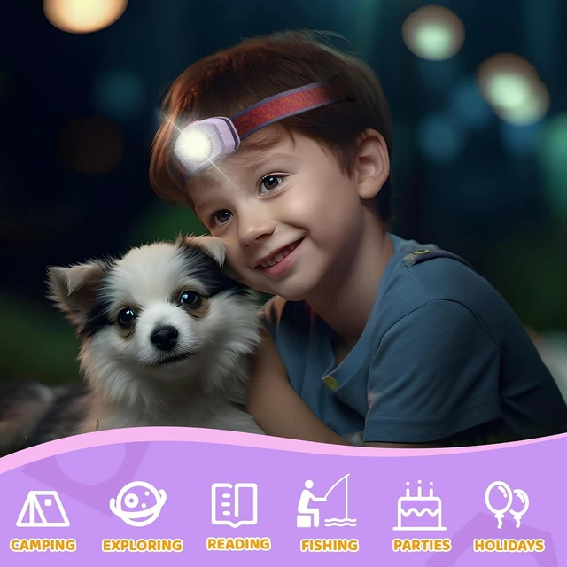 Alt view image 7 of 7 - Rechargeable Kids Headlamp RGB LED Light with Adjustable Band