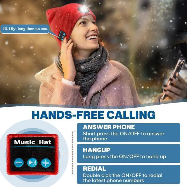 Alt view image 4 of 7 - Bluetooth Beanie Hat with Light Headlamp Cap with Headphones and Built-in Speaker Mic Gifts for Men Women Teen