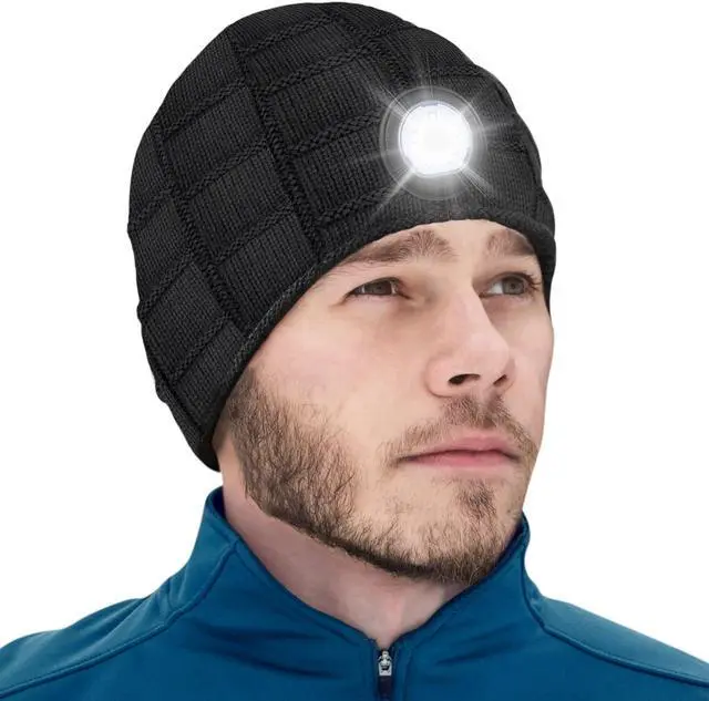 Main image of Beanie Hat with Light Stocking Stuffers for Men Christmas Birthday Gifts for Men Women LED Headlamp Hats Black