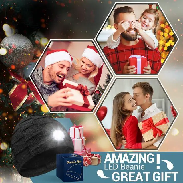 Alt view image 3 of 7 - Beanie Hat with Light Stocking Stuffers for Men Christmas Birthday Gifts for Men Women LED Headlamp Hats Black